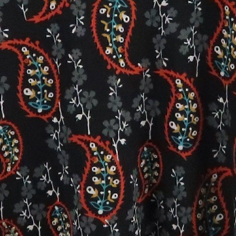LULAROE BLACK ORANGE GREEN WHITE PAISLEY SHORT SLEEVE TUNIC TOP SIZE XXS - Picture 4 of 9